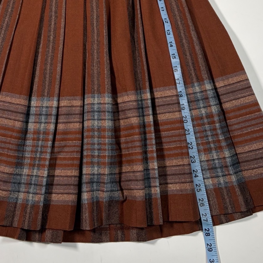 Pendleton Wool Pleated Plaid Skirt Rust Brown Dark Academia Old Money Vintage 6 - Picture 6 of 7